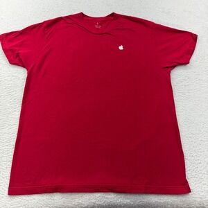 Apple Logo T Shirt Red Mens Size Large 100% Cotton Made in USA